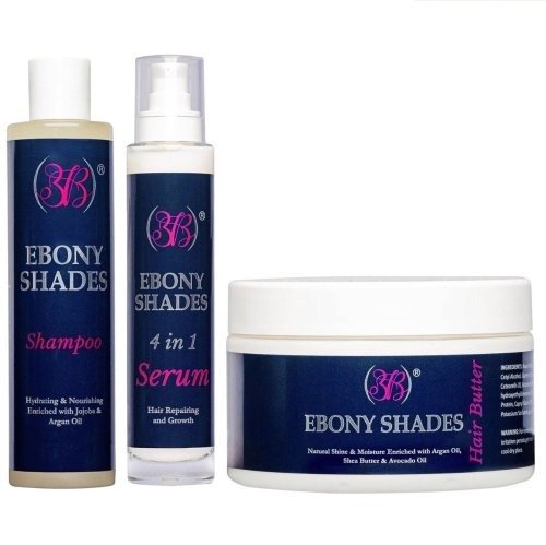 Ebony Shades Hydrating Shampoo 250ml + Ebony Shades 4 in 1 Serum 100ml + Ebony Shades Hair Butter 250ml